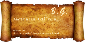 Barthalis Génia névjegykártya